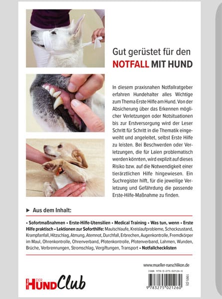 Buchrückseite Erste Hilfe am Hund