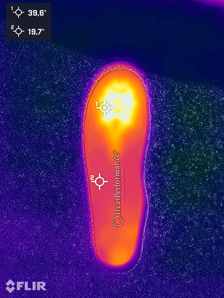 Wärmebildaufnahme der Einlegesohlen von HeatPerformance