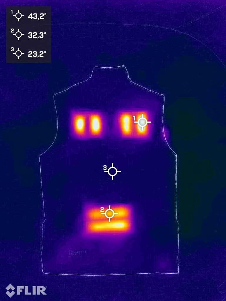 Wärmebildkameraaufnahme der Heizweste von Engelbert Strauss